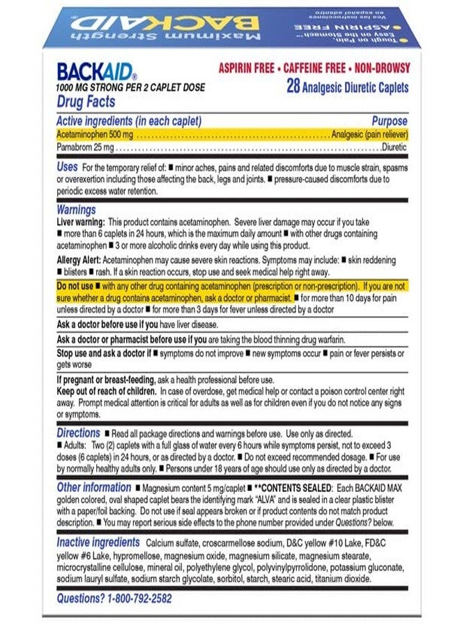 BACKAID Pills 28 Tablets (Pack of 6) - Image 2